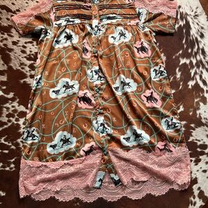 Two 2 fly western women’s snap button up s/s dress size XS